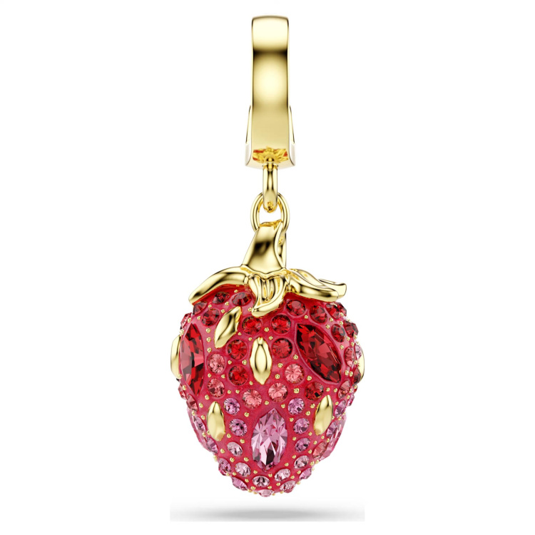 Idyllia charm Mixed cuts, Strawberry, Red, Gold-tone plated